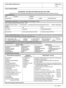 printable job briefingroutine job hazard analysis form 20102021  fill and osha job hazard analysis template excel