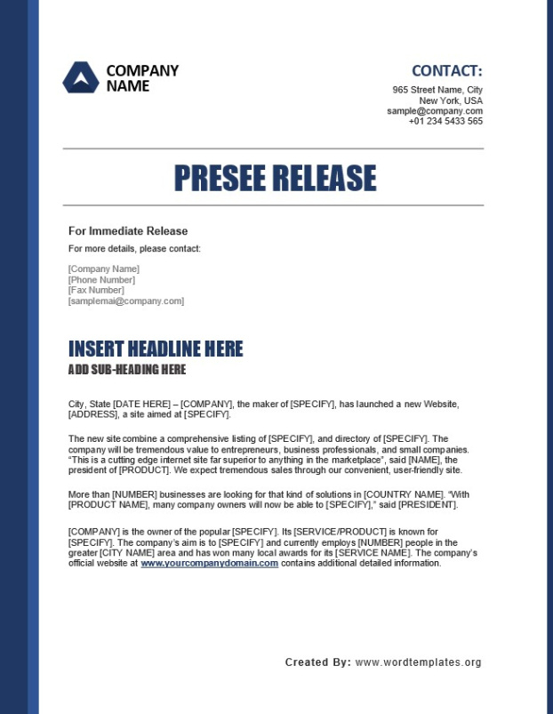 printable press release templates  word templates for free download product launch press release template