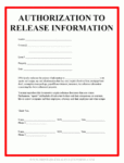 release of information forms printable blank template authorization to release confidential information template word