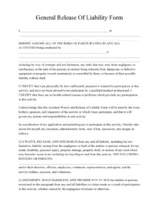 sample 30 editable general release of liability forms free  templatearchive accident liability release form template pdf