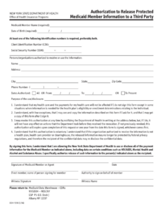 sample form doh5198  fill out sign online and download printable pdf new authorization to release information to a third party form template example