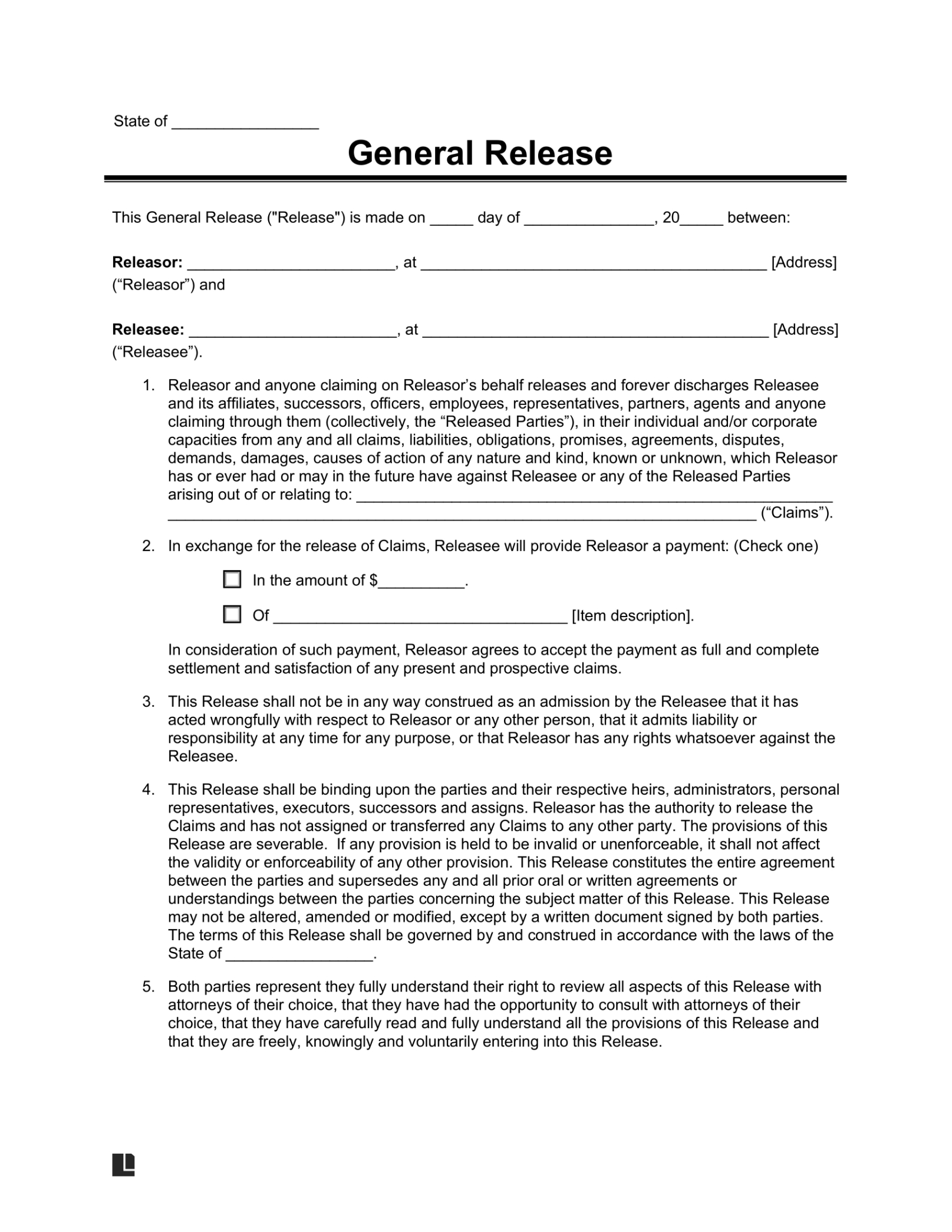 sample free release of liability waiver agreement form  pdf  word contractor release of liability form template