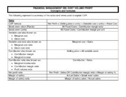 cost volume profit analysis summary  the following represent a summary of the ratios and terms cost volume profit analysis template doc