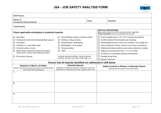 printable 115 job safety analysis template page 4  free to edit download jsa job safety analysis template pdf