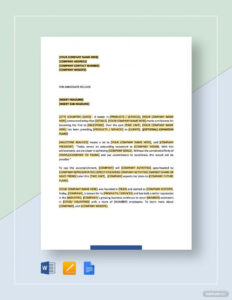 Blank Company Anniversary Press Release Template Word