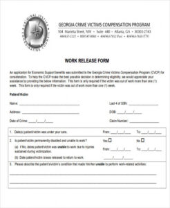 Blank Doctor Work Release Form Template Doc Sample