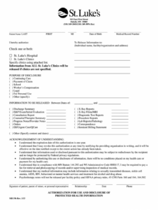 Blank Emergency Room Release Form Template Word