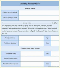 Blank Fitness Waiver And Release Form Template  Sample