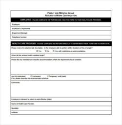 Blank Medical Release Form To Return To Work Template Excel Sample