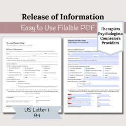 Counseling Release Of Information Template  Sample