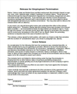 Custom Employment Release Of Claims Template Doc