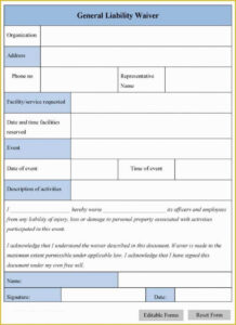 Custom Fitness Waiver And Release Form Template Excel Sample