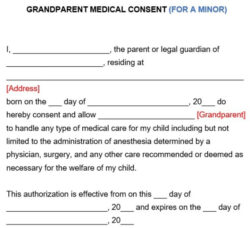 Custom Grandparents Medical Release Form Template Doc Sample