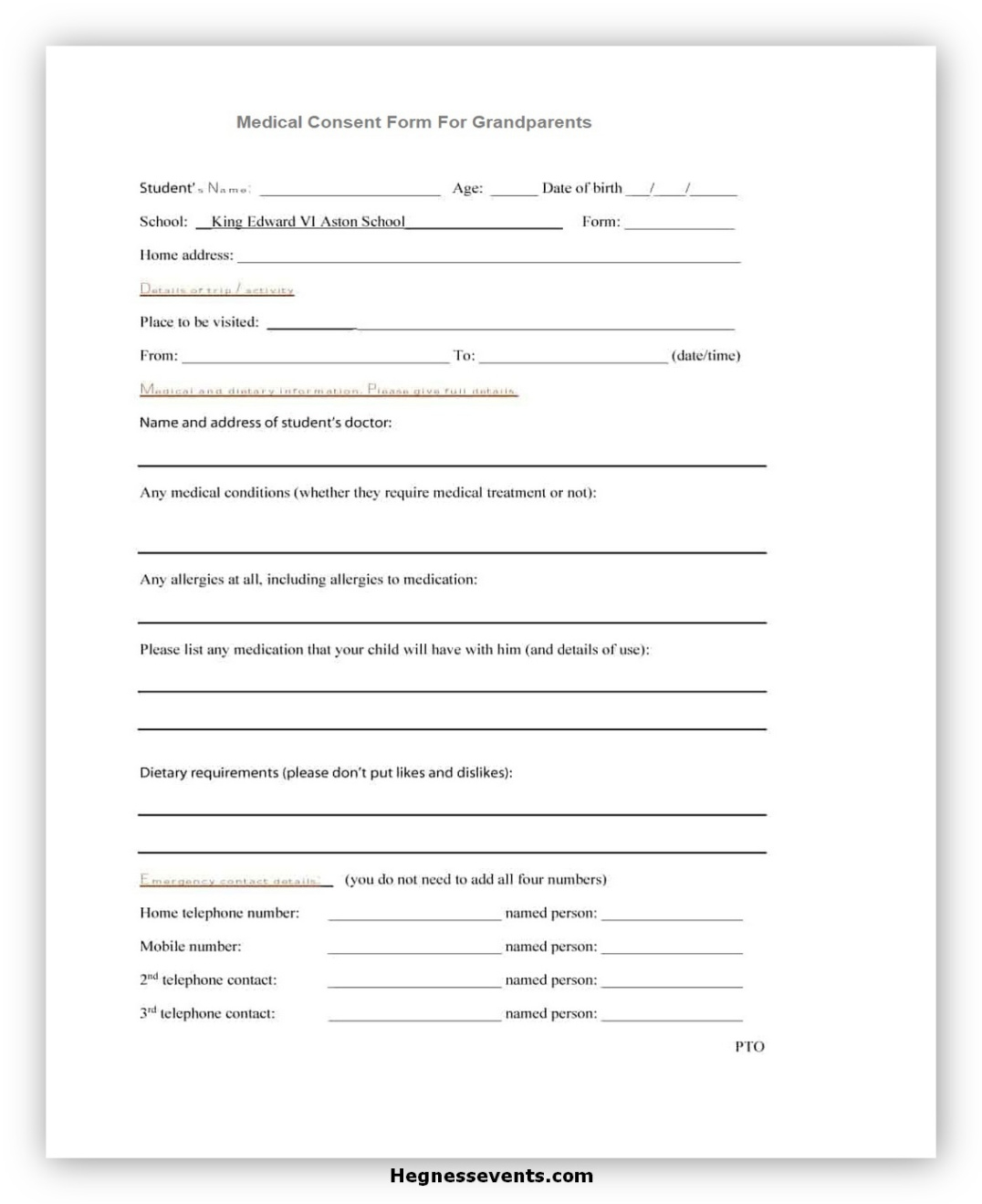 Custom Grandparents Medical Release Form Template Pdf