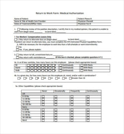 Custom Medical Release Form To Return To Work Template