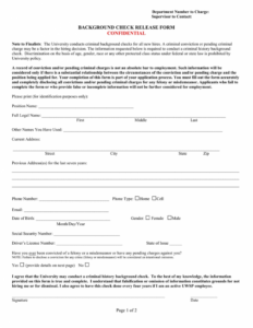 Editable Background Check Release Form Template Excel Sample