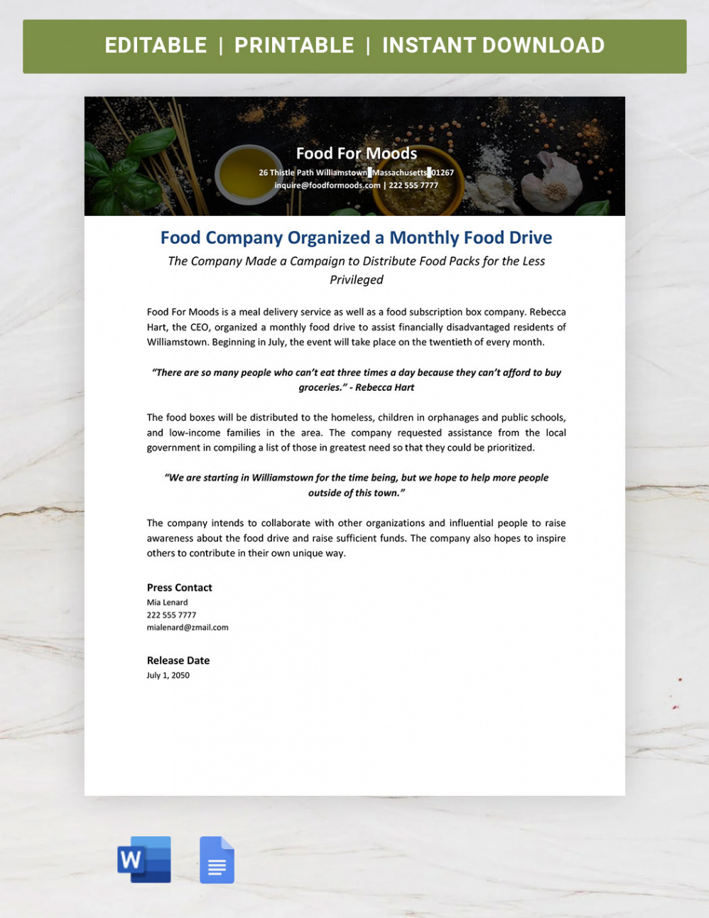 Editable Company Anniversary Press Release Template Word