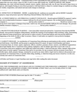 Editable Horse Riding Release Form Template