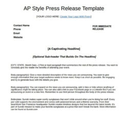 Editable Law Enforcement Press Release Template Excel