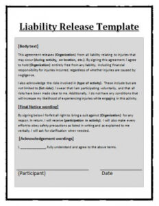 Editable Medical Release Of Liability Form Template  Sample