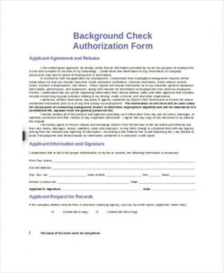 Free Blank Background Check Release Form Template  Sample