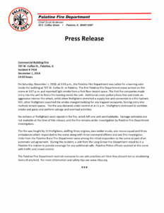 Free Blank Fire Department Press Release Template Pdf Sample