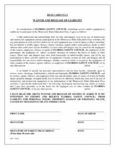 Free Blank Medical Release Of Liability Form Template Excel