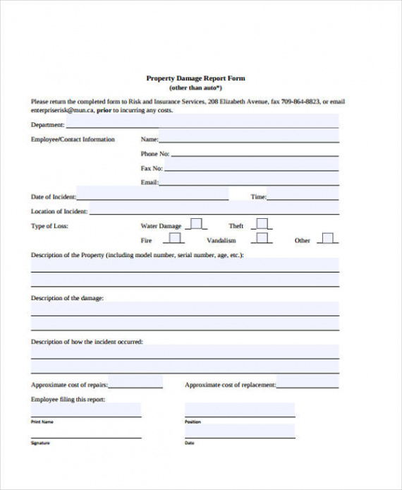 Free Blank Property Damage Release Form Template Doc Sample