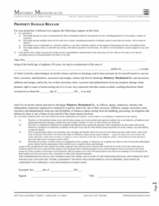 Free Blank Property Damage Release Form Template Pdf