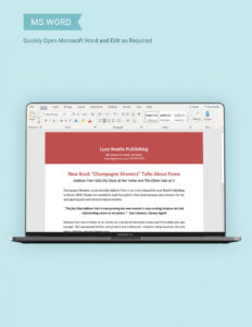 Free Custom Book Launch Press Release Template Excel