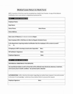 Free Custom Doctor Work Release Form Template  Sample