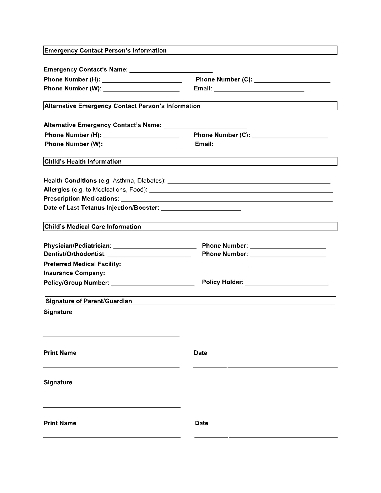 Free Editable Medical Release Form For Minor Template Excel Sample