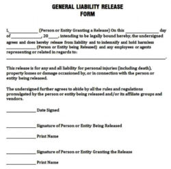 Free  General Release Of Liability Waiver Template Word Sample