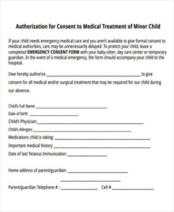 Free  Medical Release Form For Minor Template Word Sample