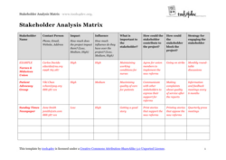 Free Printable Stakeholders Analysis Matrix Template Pdf Sample