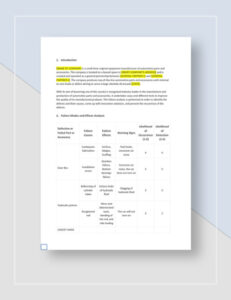 Functional Failure Analysis Template Excel Sample