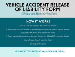 Printable Car Accident Release Form Template  Sample