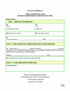 Printable Doctor Work Release Form Template Pdf